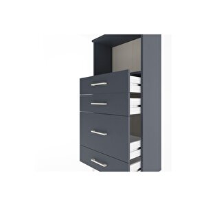 Arges Dolap Tek Raflı 4 Çekmeceli 60x30x134 Antrasit-antrasit