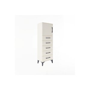 Arges Dolap Tek Raflı 5 Çekmeceli Tek Kapaklı 44x30x134 Aytaşı-aytaşı