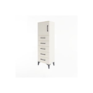 Arges Dolap Tek Raflı 5 Çekmeceli Tek Kapaklı 44x30x134 Aytaşı-aytaşı