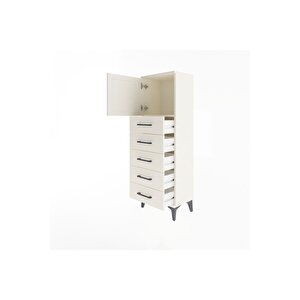 Arges Dolap Tek Raflı 5 Çekmeceli Tek Kapaklı 44x30x134 Aytaşı-aytaşı