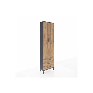 Arges Dolap 3 Raflı 3 Çekmeceli Tek Askılı 60x30x221 Antrasit-çam