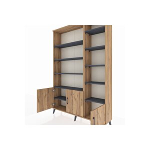 Arges Dolap 10 Raflı 3 Kapaklı 132x30x195 Çam-çam/antrasit