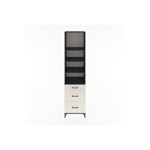 Hyperion Dolap 4 Raflı 3 Çekmeceli 60x44x243 Antrasit-aytaşı