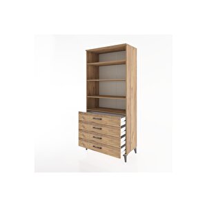 Hyperion Dolap 4 Raflı 4 Çekmeceli 88x44x195 Çam-çam
