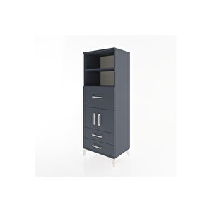 Hyperion Dolap 3 Raflı 3 Çekmeceli 2 Kapaklı 60x44x163 Antrasit-antrasit