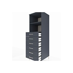 Kronos Dolap 2 Raflı 6 Çekmeceli 60x59x182 Antrasit-antrasit