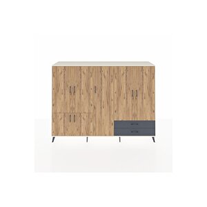 Hyperion Dolap 12 Raflı 2 Çekmeceli 7 Kapaklı 220x44x163 Aytaşı-çam/antrasit