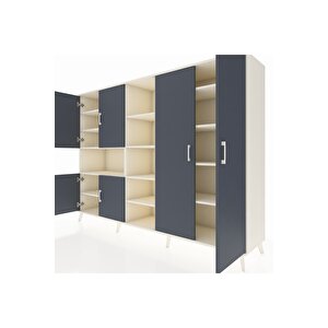 Hyperion Dolap 13 Raflı 6 Kapaklı 220x44x163 Aytaşı-antrasit/aytaşı