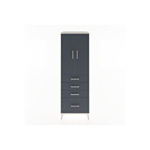 Hyperion Dolap 2 Raflı 4 Çekmeceli 2 Kapaklı 60x44x182 Aytaşı-antrasit