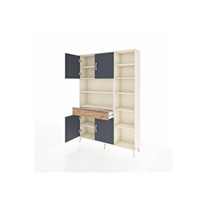 Arges Dolap 10 Raflı Tek Çekmeceli 4 Kapaklı 132x30x195 Aytaşı-antrasit/çam