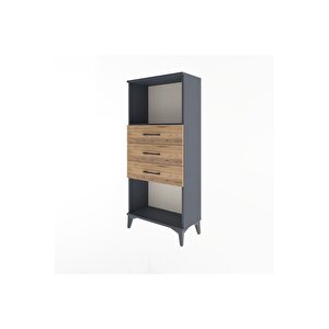 Arges Dolap Tek Raflı 3 Çekmeceli 60x30x134 Antrasit-çam