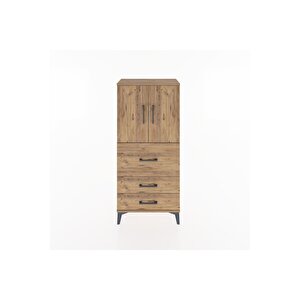 Hyperion Dolap Tek Raflı 3 Çekmeceli 2 Kapaklı 60x44x134 Çam-çam