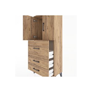 Hyperion Dolap Tek Raflı 3 Çekmeceli 2 Kapaklı 60x44x134 Çam-çam