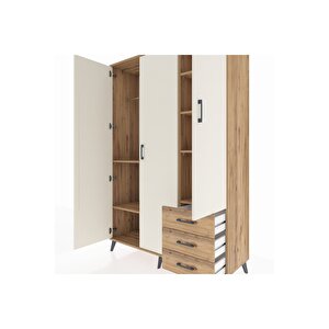 Hyperion Dolap 6 Raflı 3 Çekmeceli Tek Askılı 132x44x195 Çam-aytaşı/çam