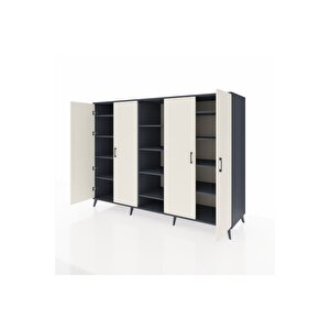 Kronos Dolap 12 Raflı 4 Kapaklı 220x59x163 Antrasit-aytaşı/antrasit