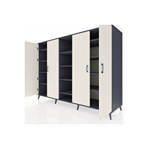 Kronos Dolap 12 Raflı 4 Kapaklı 220x59x163 Antrasit-aytaşı/antrasit