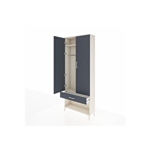 Arges Dolap 2 Raflı Tek Çekmeceli Tek Askılı 88x30x221 Aytaşı-antrasit