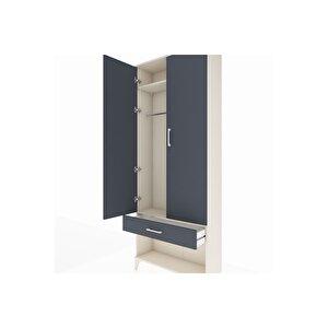 Arges Dolap 2 Raflı Tek Çekmeceli Tek Askılı 88x30x221 Aytaşı-antrasit