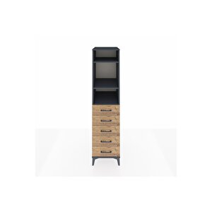 Kronos Dolap 3 Raflı 5 Çekmeceli 44x59x182 Antrasit-çam