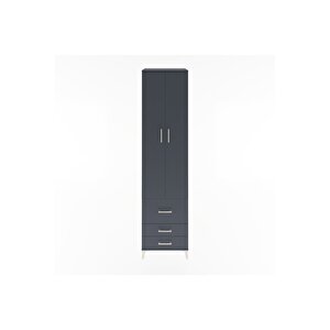 Hyperion Dolap 5 Raflı 3 Çekmeceli 2 Kapaklı 60x44x243 Antrasit-antrasit