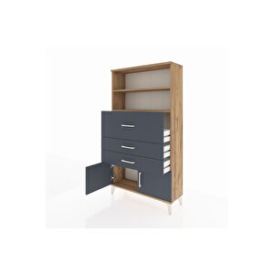 Arges Dolap 2 Raflı 3 Çekmeceli 2 Kapaklı 88x30x163 Çam-antrasit