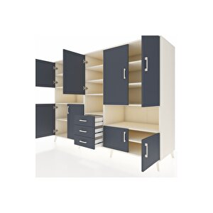 Kronos Dolap 13 Raflı 3 Çekmeceli 9 Kapaklı 220x59x163 Aytaşı-antrasit