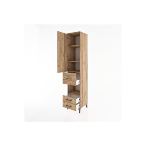 Hyperion Dolap 4 Raflı 3 Çekmeceli Tek Kapaklı 44x44x221 Çam-çam