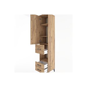 Hyperion Dolap 4 Raflı 3 Çekmeceli Tek Kapaklı 44x44x221 Çam-çam
