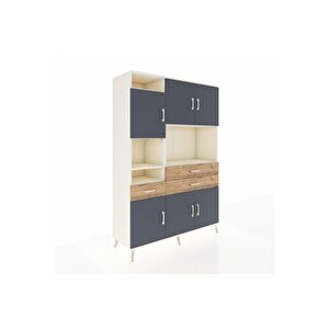 Hyperion Dolap 9 Raflı 3 Çekmeceli 6 Kapaklı 132x44x195 Aytaşı-antrasit/çam