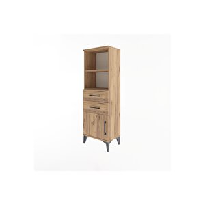 Arges Dolap 2 Raflı 2 Çekmeceli Tek Kapaklı 44x30x134 Çam-çam