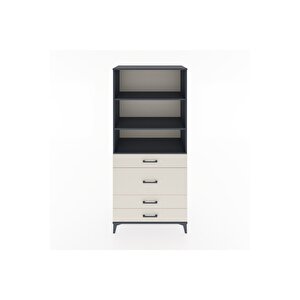 Hyperion Dolap 3 Raflı 4 Çekmeceli 88x44x195 Antrasit-aytaşı