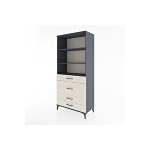 Hyperion Dolap 3 Raflı 4 Çekmeceli 88x44x195 Antrasit-aytaşı
