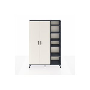 Arges Dolap 7 Raflı 2 Kapaklı Tek Askılı 132x30x195 Antrasit-aytaşı/antrasit