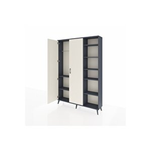Arges Dolap 7 Raflı 2 Kapaklı Tek Askılı 132x30x195 Antrasit-aytaşı/antrasit