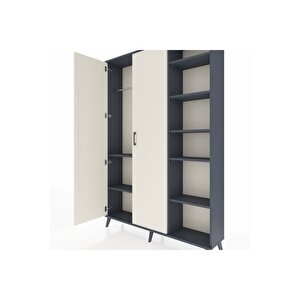 Arges Dolap 7 Raflı 2 Kapaklı Tek Askılı 132x30x195 Antrasit-aytaşı/antrasit