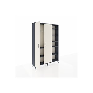 Arges Dolap 7 Raflı 2 Kapaklı Tek Askılı 132x30x195 Antrasit-aytaşı/antrasit