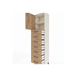 Arges Dolap 2 Raflı 7 Çekmeceli Tek Kapaklı 44x30x182 Aytaşı-çam