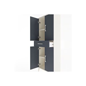 Arges Dolap 3 Raflı Tek Çekmeceli 4 Kapaklı 60x30x163 Aytaşı-antrasit