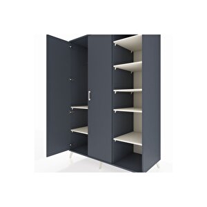 Kronos Dolap 7 Raflı 2 Kapaklı Tek Askılı 132x59x195 Antrasit-antrasit/aytaşı