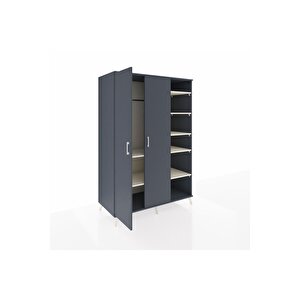 Kronos Dolap 7 Raflı 2 Kapaklı Tek Askılı 132x59x195 Antrasit-antrasit/aytaşı