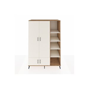 Kronos Dolap 6 Raflı 4 Kapaklı Tek Askılı 132x59x195 Çam-aytaşı/aytaşı