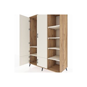Kronos Dolap 6 Raflı 4 Kapaklı Tek Askılı 132x59x195 Çam-aytaşı/aytaşı