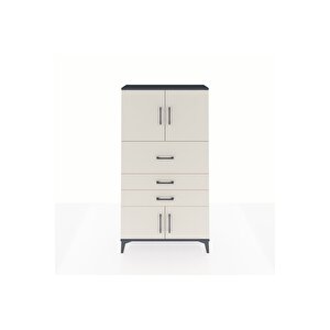 Arges Dolap 2 Raflı 3 Çekmeceli 4 Kapaklı 88x30x163 Antrasit-aytaşı