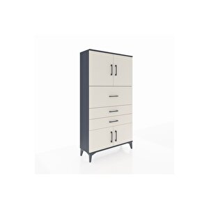 Arges Dolap 2 Raflı 3 Çekmeceli 4 Kapaklı 88x30x163 Antrasit-aytaşı