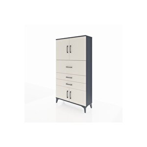 Arges Dolap 2 Raflı 3 Çekmeceli 4 Kapaklı 88x30x163 Antrasit-aytaşı