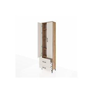 Arges Dolap 4 Raflı 2 Çekmeceli 2 Kapaklı 60x30x221 Çam-aytaşı