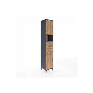 Hyperion Dolap 4 Raflı 3 Çekmeceli 2 Kapaklı 44x44x243 Antrasit-çam