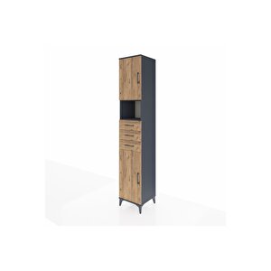 Hyperion Dolap 4 Raflı 3 Çekmeceli 2 Kapaklı 44x44x243 Antrasit-çam