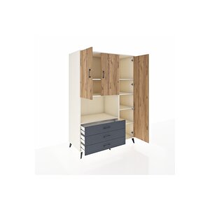 Kronos Dolap 7 Raflı 3 Çekmeceli 3 Kapaklı 132x59x195 Aytaşı-çam/antrasit