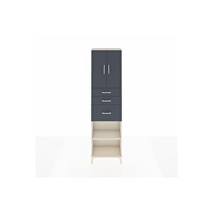 Arges Dolap 3 Raflı 3 Çekmeceli 2 Kapaklı 60x30x221 Aytaşı-antrasit